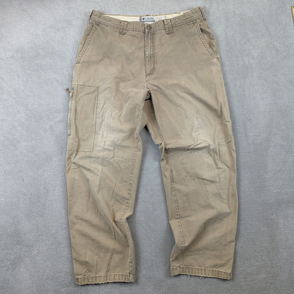 Columbia Vertex Cargo Pants Mens 38x32 Khaki Tan Cotton Canvas Utility Workwear